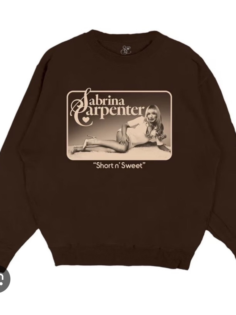 Sabrina Carpenter Short 'n' Sweet Graphic Crewneck Sweater - Brown